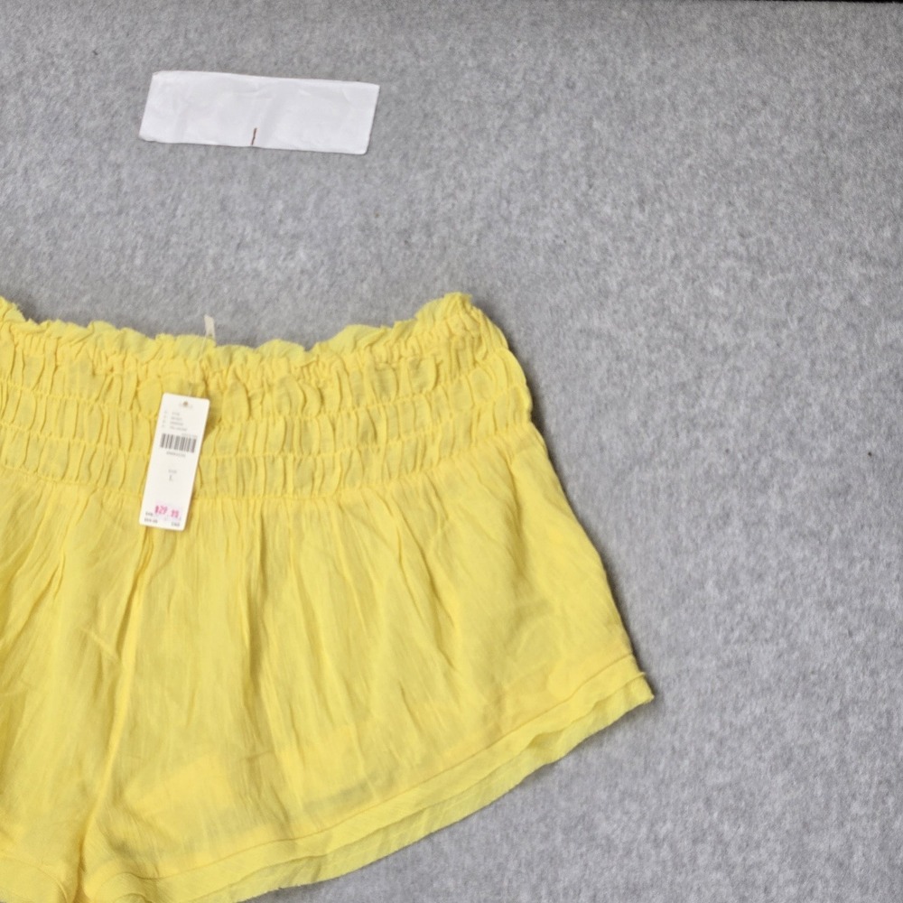 Anthropologie Women Shorts L Yellow Smocked Pull On NWt - Picture 13 of 13